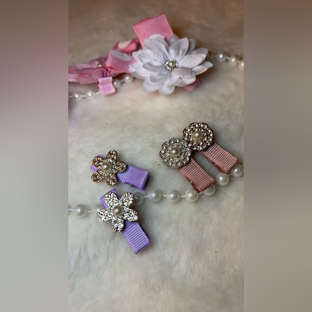 Pink and Purple Kids Hair Accessories set of 8